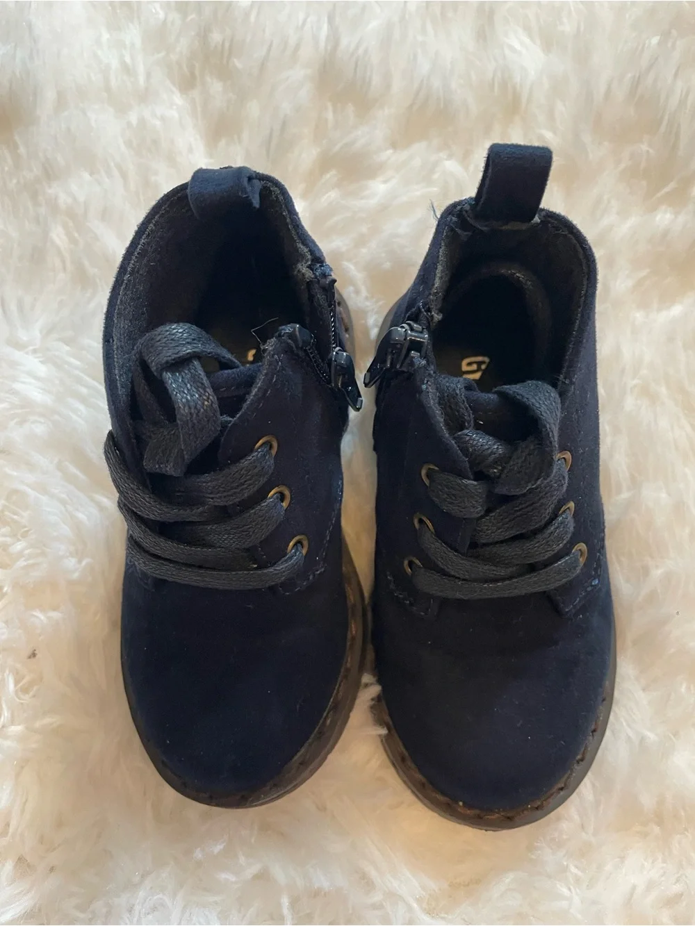 Gymboree Navy Lace-Up Toddler Boots with Side Zip